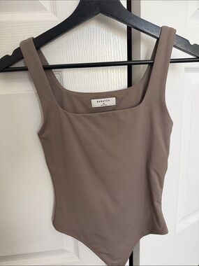 Aritzia Babaton Taupe Square-Neck Bodysuit